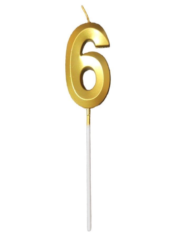 Luxaar Quality Gold Number Candles, Birthday Cake Candles, 5.3 inches Gold Number Cupcake Candle, Birthday Wedding Anniversary New Year Party Cake Decorations Topper(Number 0-9 for Choosing) (6) - Image 1